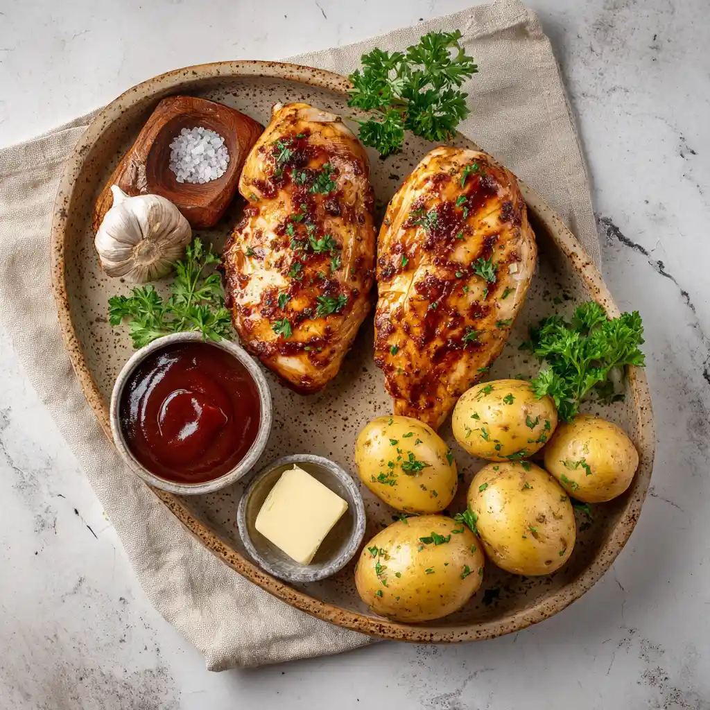 BBQ Chicken with Creamy Garlic Potatoes
