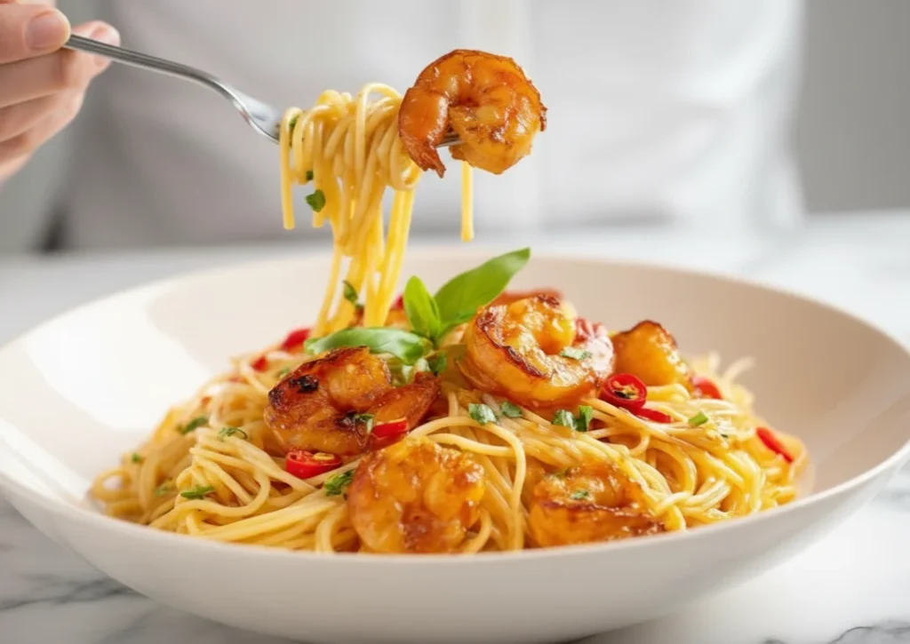 Chilli Garlic Prawn Pasta