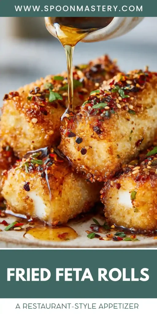 Fried Feta Rolls with Spicy Chili Honey