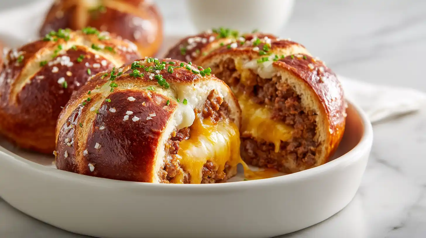 Cheeseburger Pretzel Bombs
