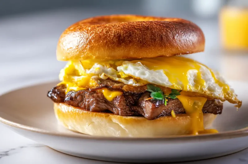 Steak, Egg, and Cheese Bagel Sandwich