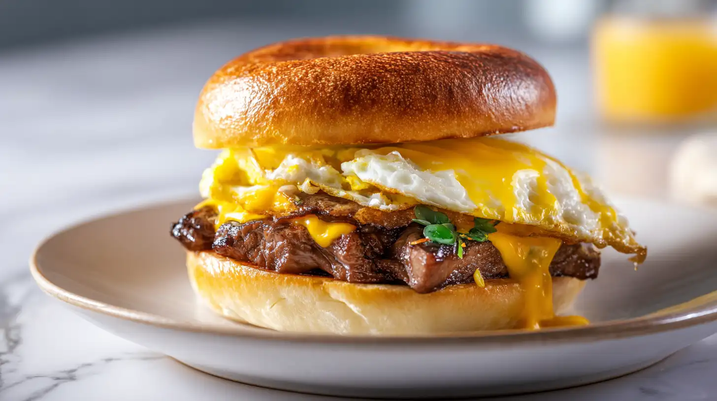 Steak, Egg, and Cheese Bagel Sandwich