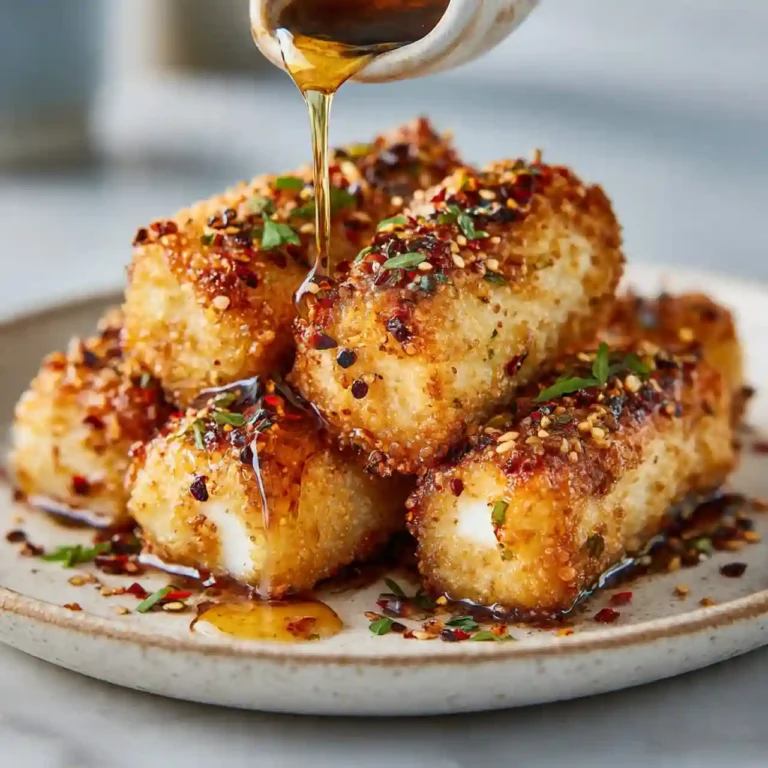 Fried Feta Rolls with Spicy Chili Honey