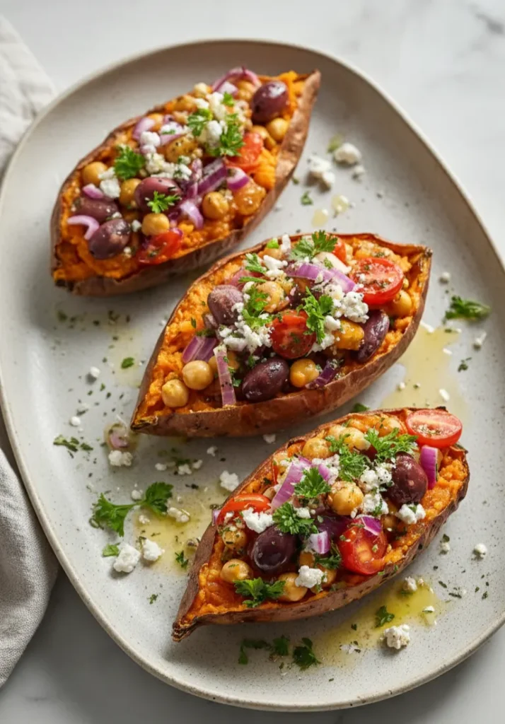 Mediterranean Stuffed Sweet Potatoes