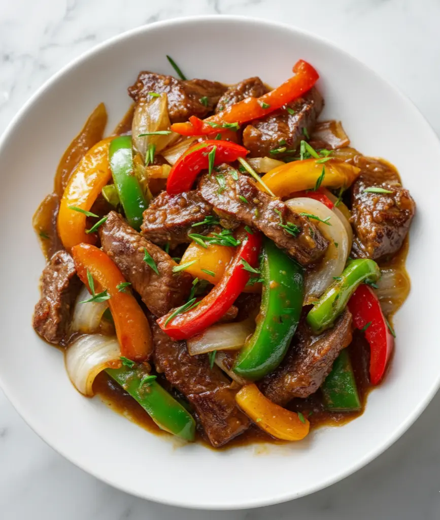 Pepper Steak with Bell Peppers and Onion