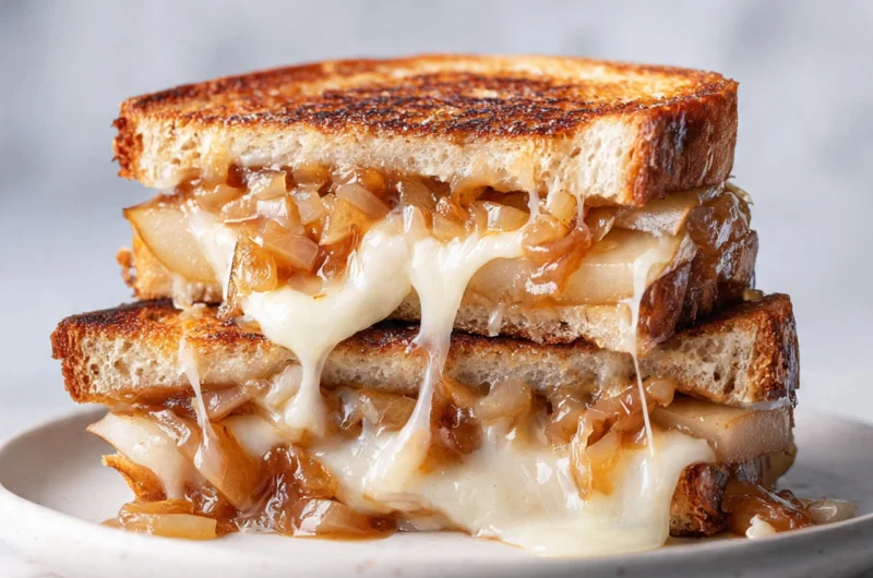 Pear & Apple Grilled Cheese with Caramelized Onions