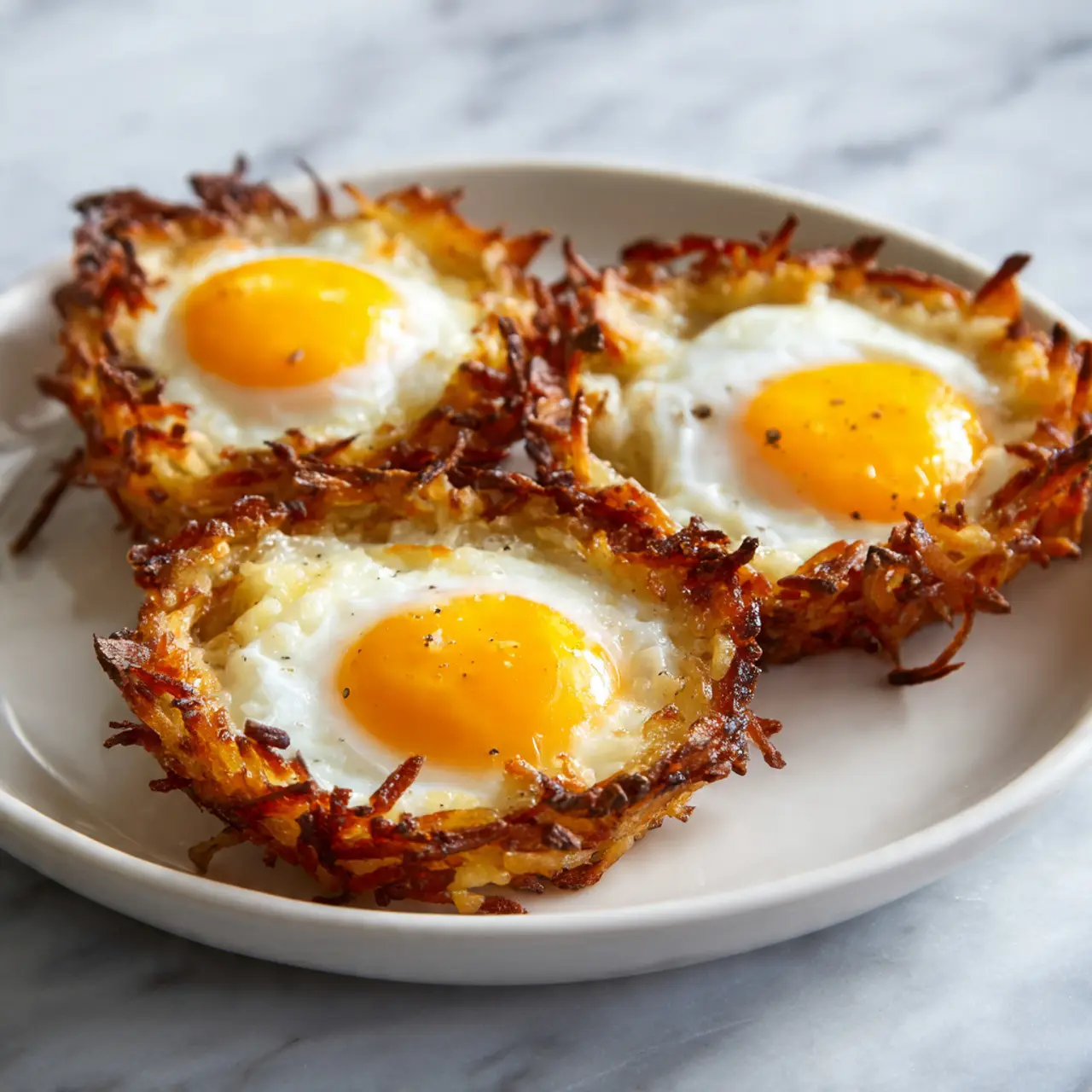Eggs in Crispy Hash Brown Baskets