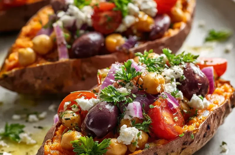 Mediterranean Stuffed Sweet Potatoes