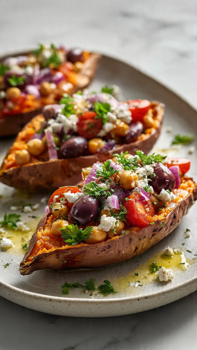 Mediterranean Stuffed Sweet Potatoes