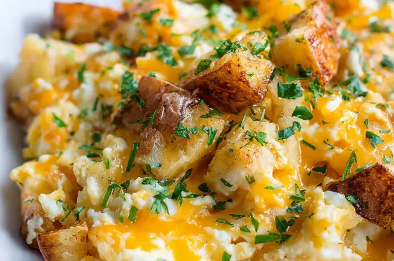 Cheesy Potato Egg Scramble