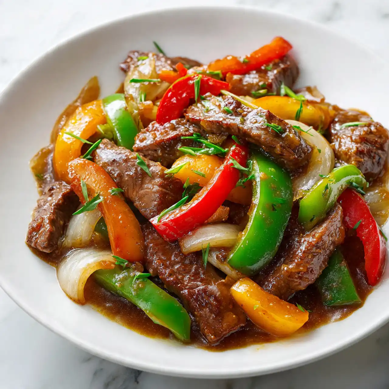 Pepper Steak with Bell Peppers and Onion