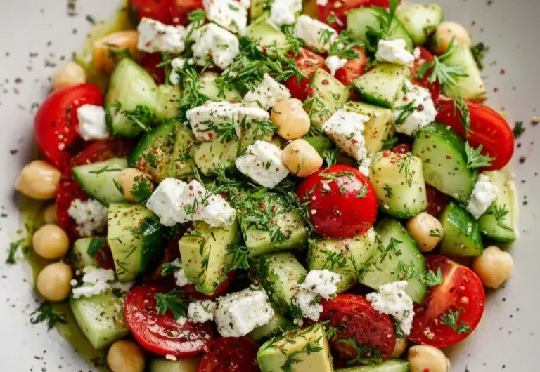 Chickpea Feta Avocado Salad