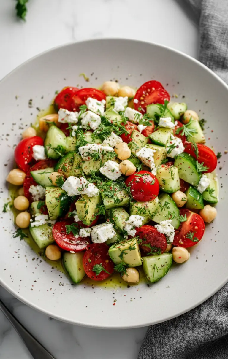 Chickpea Feta Avocado Salad