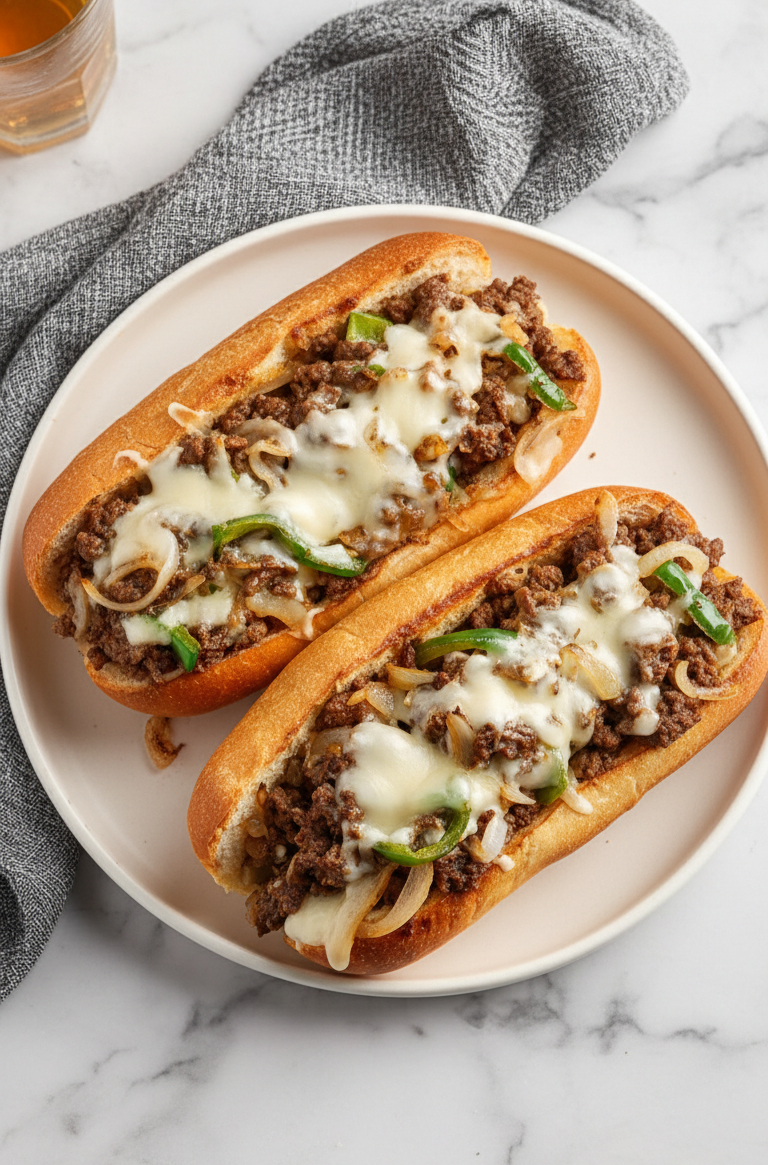 Ground Beef Philly Cheesesteaks