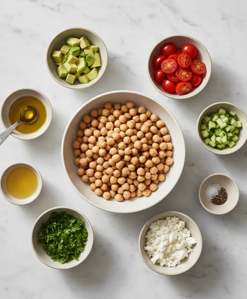 Chickpea Feta Avocado Salad